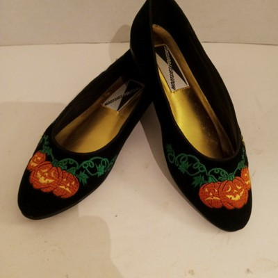 Mootsies Tootsies Vintage Halloween Ballet Flats Slippers 7.5 Velvet Embroidered | eBay US