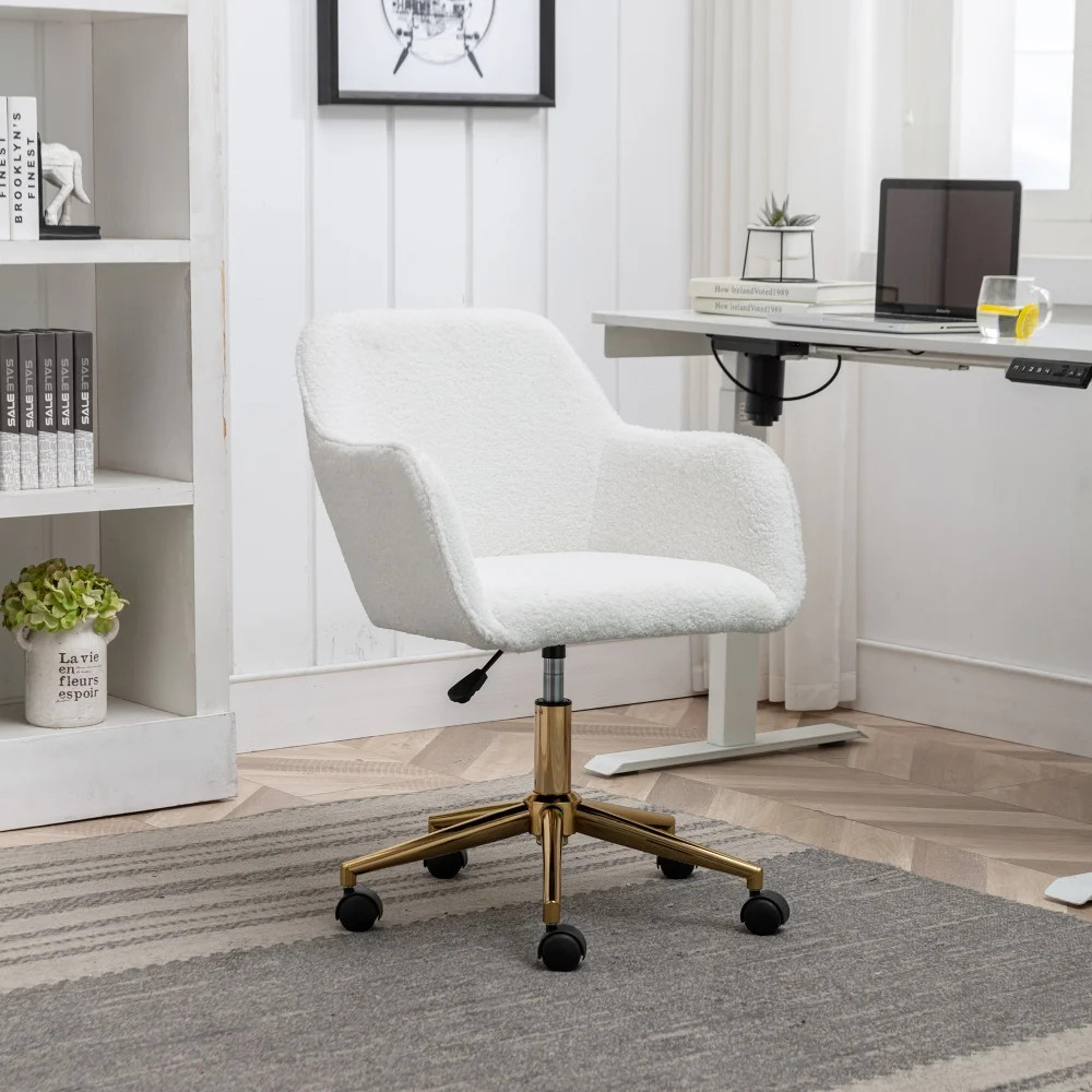 Home Office Chair,Height Adjustable Swivel Task Chair with Universal Wheels and Gold Metal Legs,U... | Walmart (US)