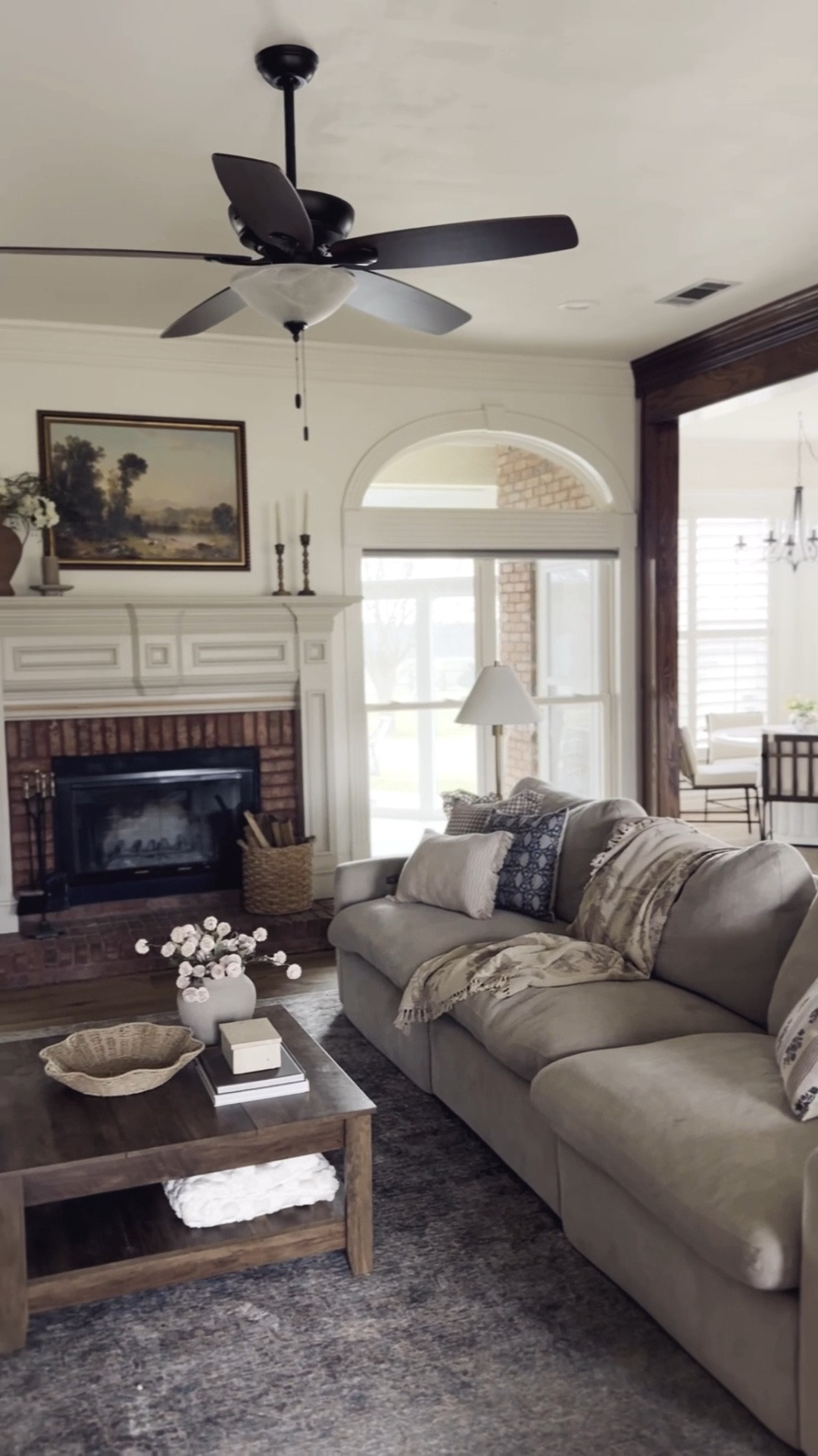 Cozy European cottage living room // Amazon throw pillows // vintage home decor // loloi rug

#LTKHome