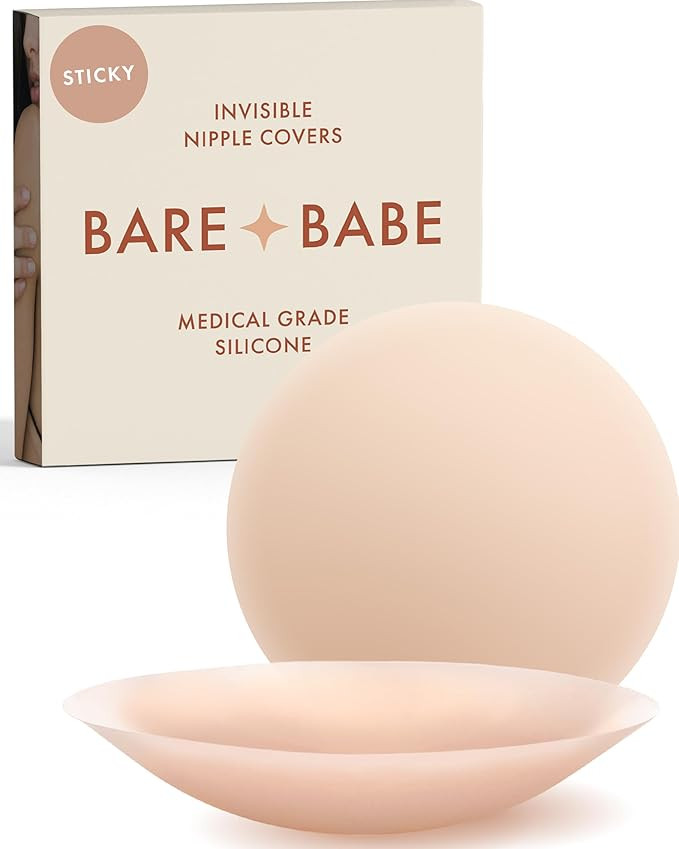 Bare Babe Reusable Silicone Nipple Covers - Waterproof, Nude, 4 Shades - Sticky Breast Stickers f... | Amazon (US)