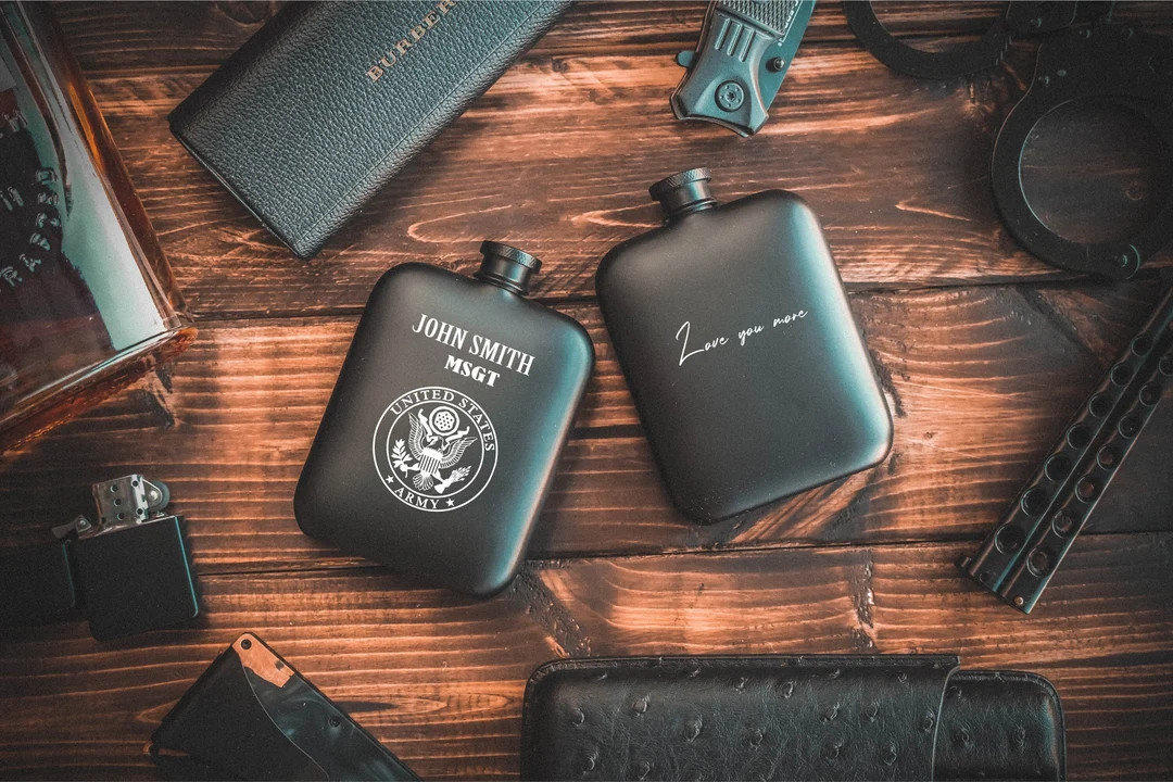 Engraved Black Stainless Steel Flask: Military Gift - Etsy | Etsy (US)