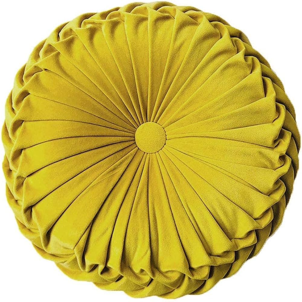 Elero Round Throw Pillow Velvet Home Decoration Pleated Round Pillow Cushion for Couch Chair Bed ... | Amazon (US)