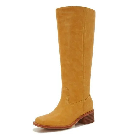 Women's Yellow Banana Boots – Retro School Style Knee-High Boots with Block Heel | Walmart (US)
