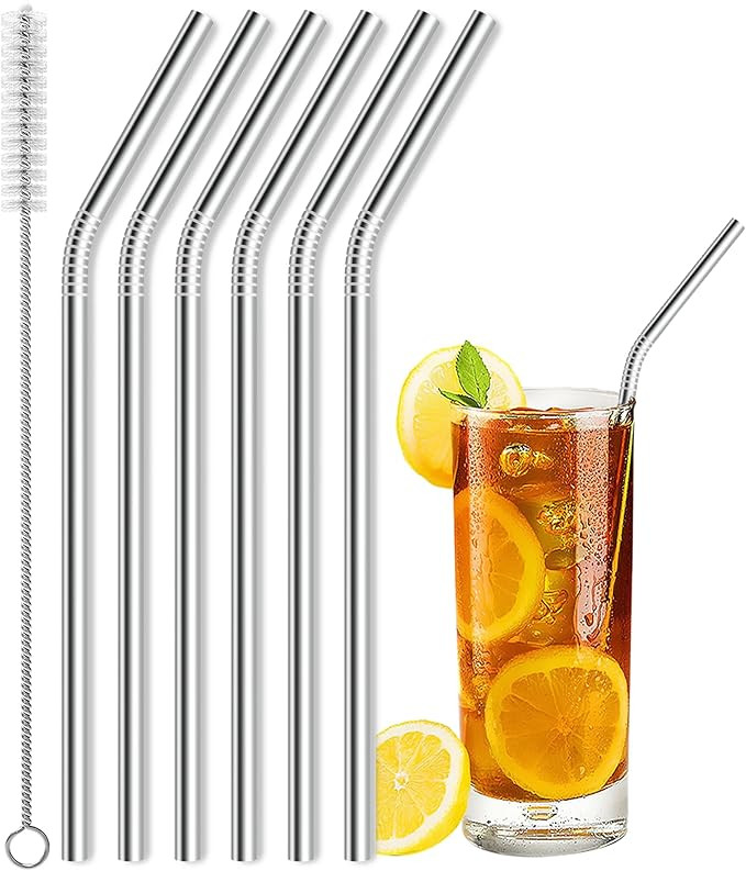 6 Pcs Stainless Steel Straws, Reusable Metal Straws for 30 oz & 20 oz Tumblers Cups Mugs Cold Bev... | Amazon (US)