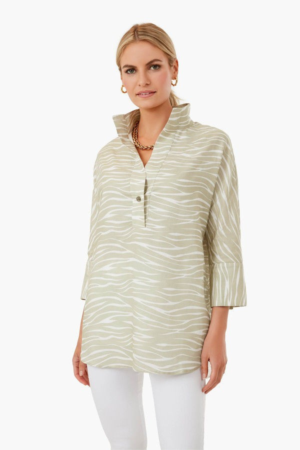Platinum Zebra Linen Willow Blouse | Tuckernuck (US)