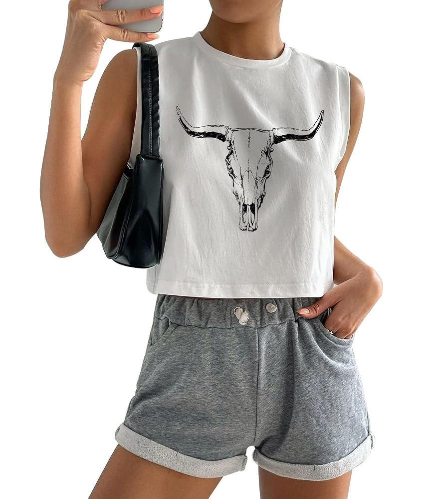 Country Concert Outfits Crop Tank Tops Women Cute Casual Summer Western Cowgirl Graphic Crop Tops... | Amazon (US)
