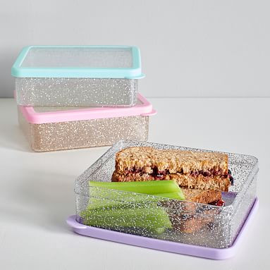 Silver/Aqua Glitter Sandwich Box | Pottery Barn Teen