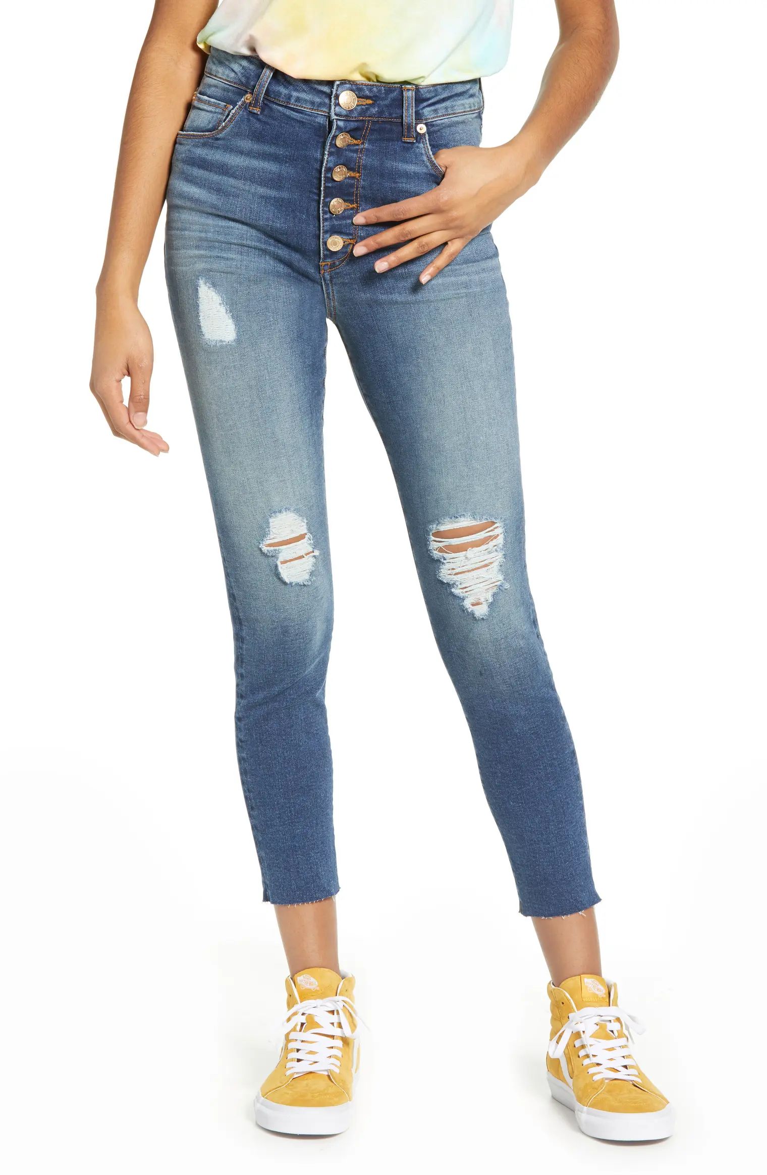 Ellie Ripped High Waist Crop Skinny Jeans | Nordstrom