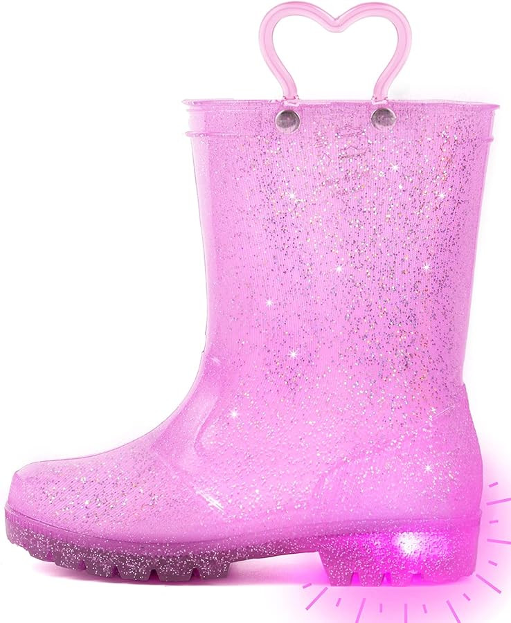 Outee Toddler Kids Adorable Lightwight Waterproof Rain Boots Light Up by Steps | Amazon (US)
