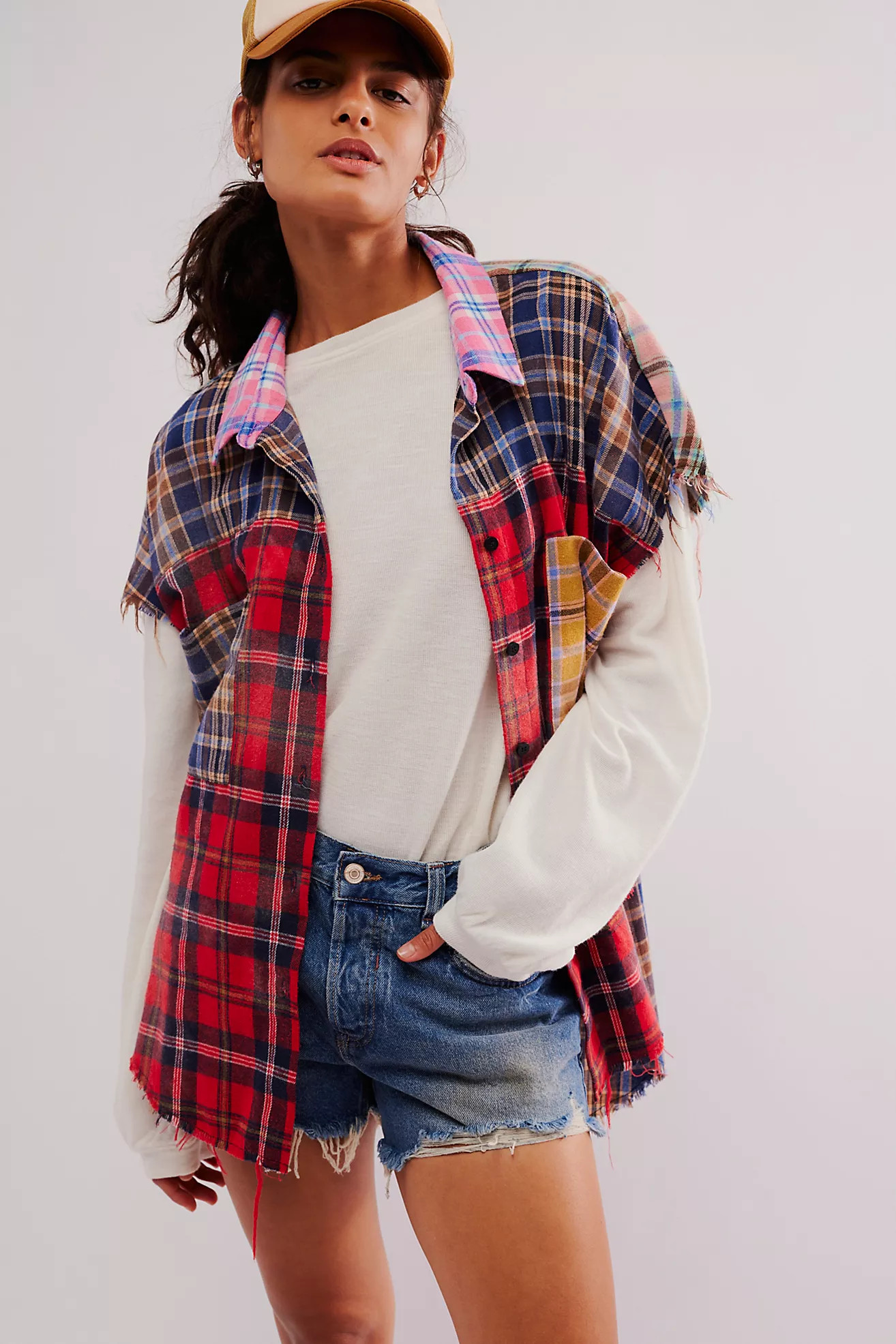 OneTeaspoon Mixed Flannel Cut Off Daria Shirt | Free People (Global - UK&FR Excluded)