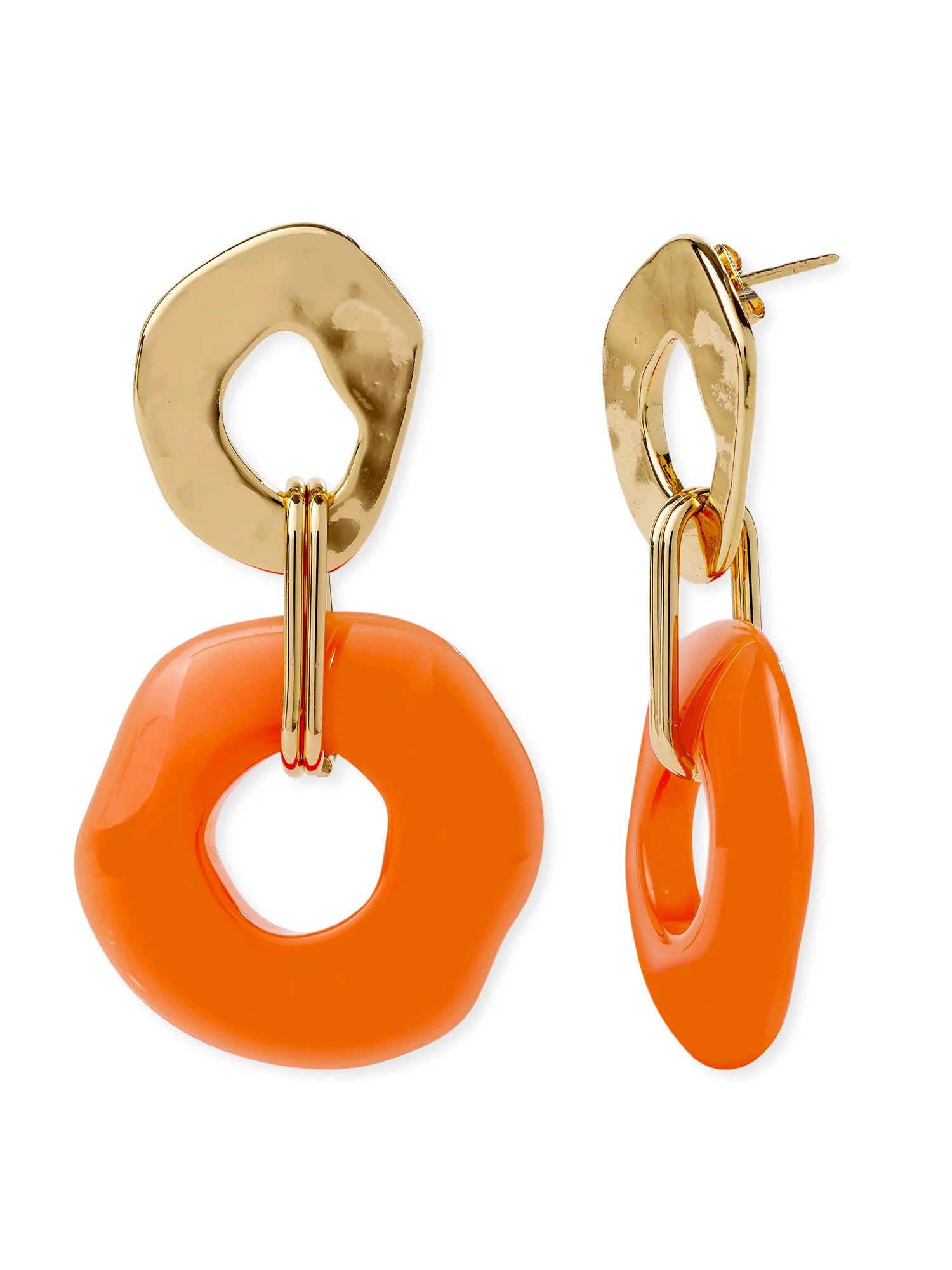 Scoop Women’s 14KT Gold Flash-Plated Orange Resin Double Circle Drop Earrings | Walmart (US)