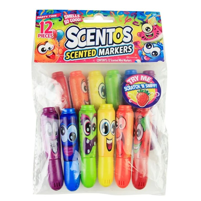 Scentos Scented 12 Pack Mini Markers, Multi Color Party Favors, Birthday - Walmart.com | Walmart (US)