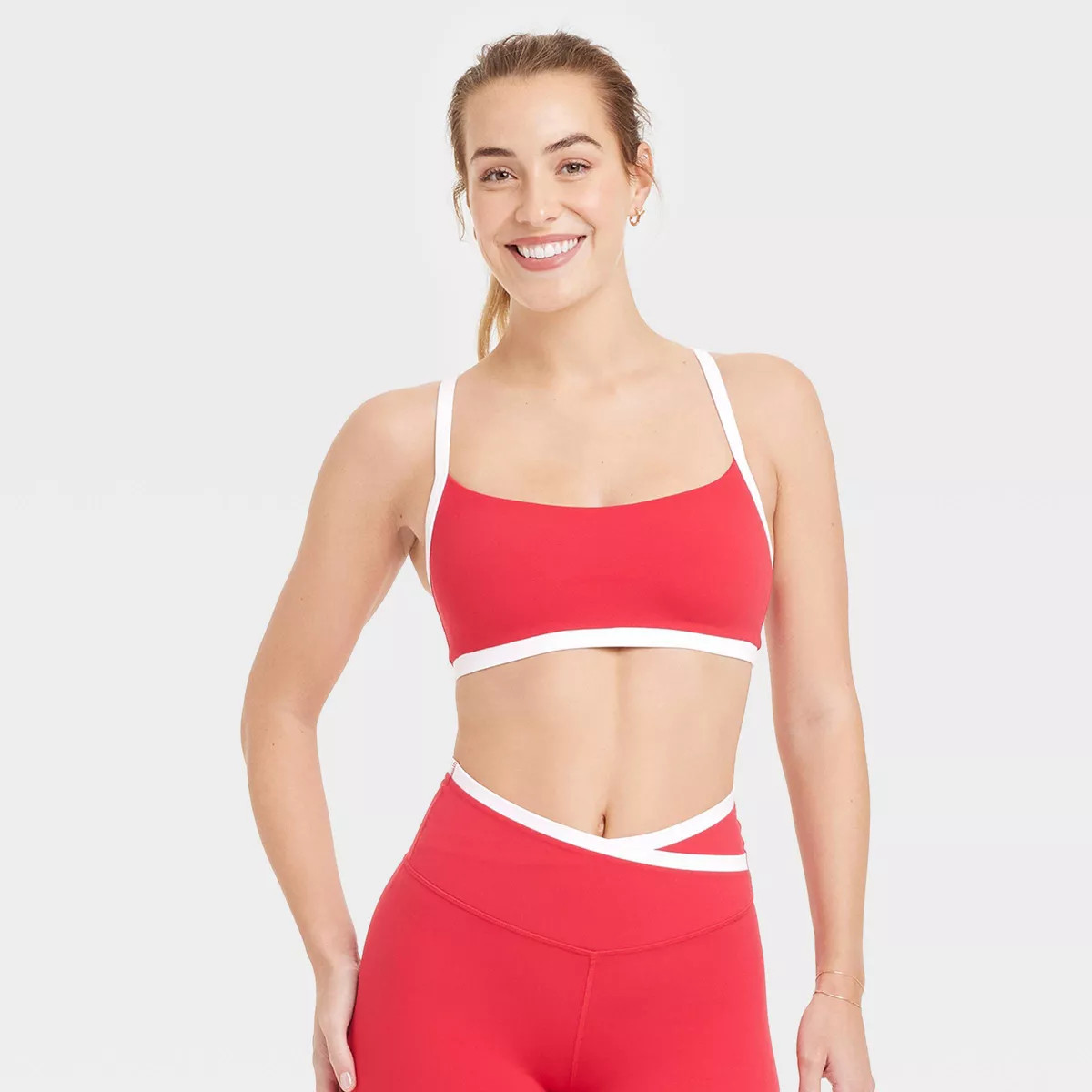 Women's Everyday Soft Light Support Piped Midline Sports Bra - All In Motion™ | Target