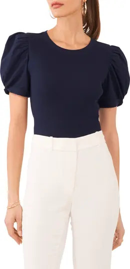 Puff Sleeve Rib Knit T-Shirt | Nordstrom