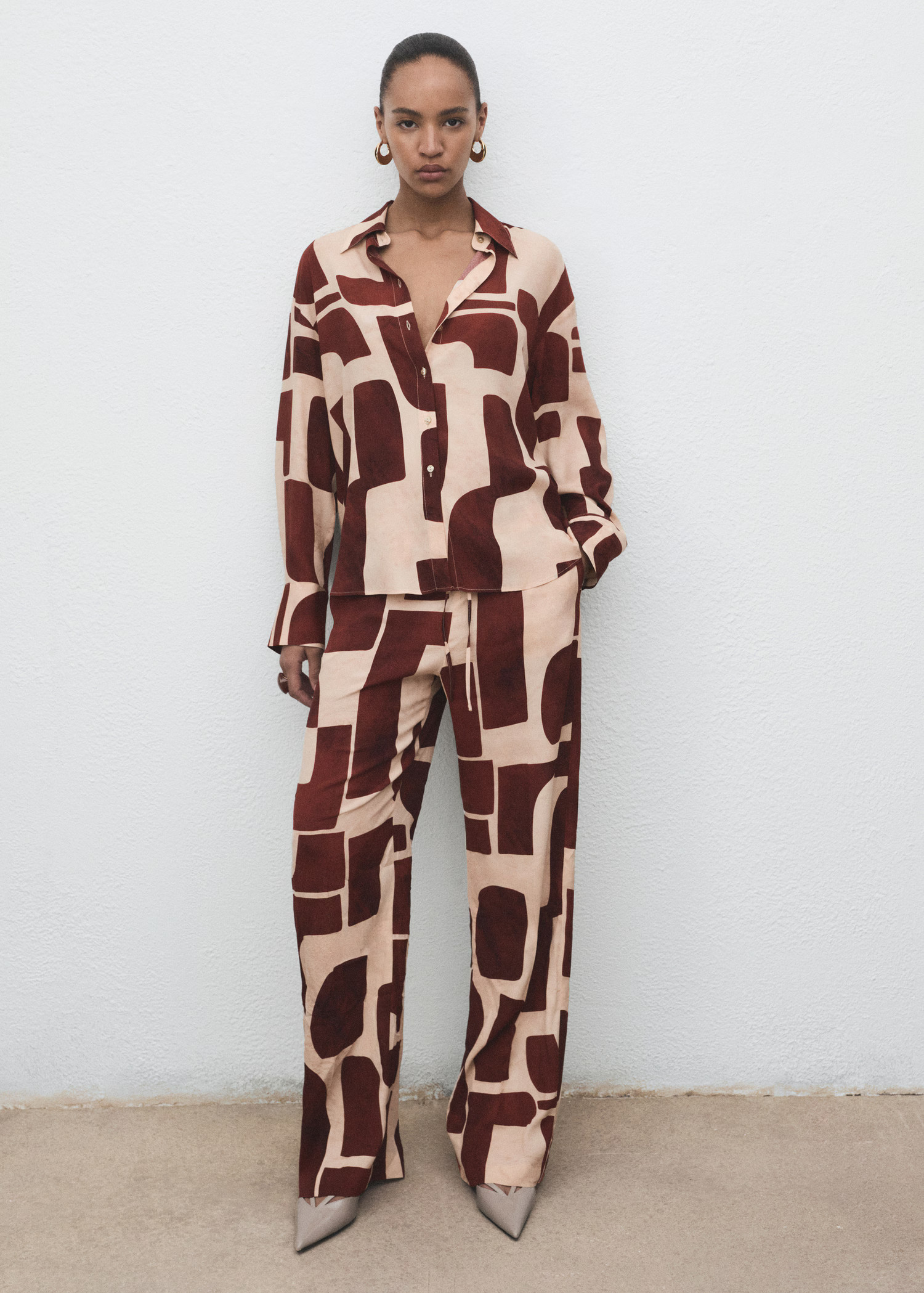 Geometric print shirt - Women | MANGO United Kingdom | MANGO (UK)