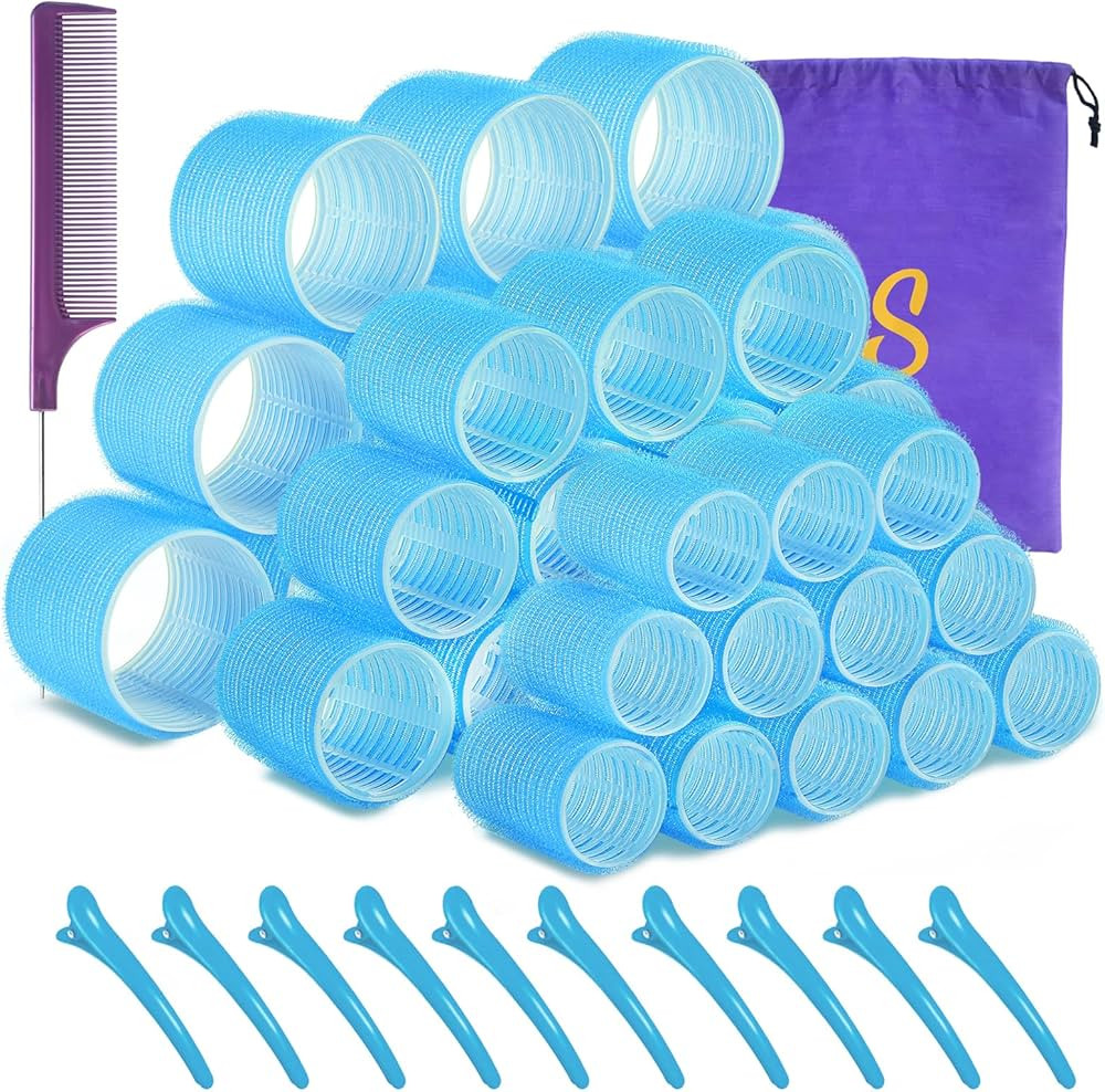 Self grip hair roller set 36 pcs,Heatless hair curlers,Hair rollers with hair roller clips and co... | Amazon (US)