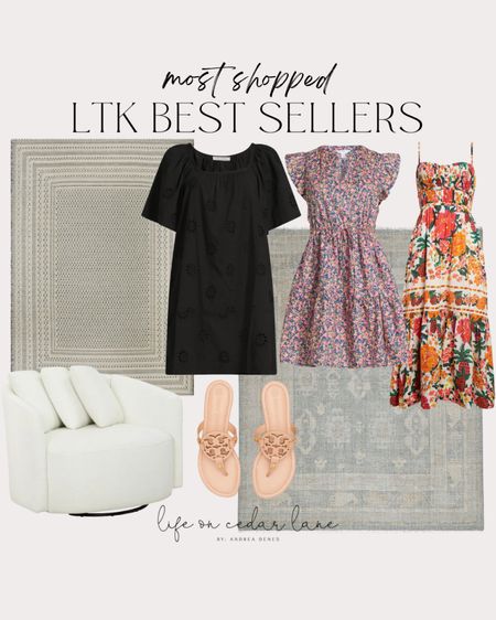 Best sellers this week are a mix of home decor and fashion favorites ! You guys are loving these summer dresses from Walmart and Nordstrom! And my Tory Burch sandals! Also as always my white swivel chair and two neutral rug favorites. 

#LTKstyletip #LTKhome #LTKSeasonal