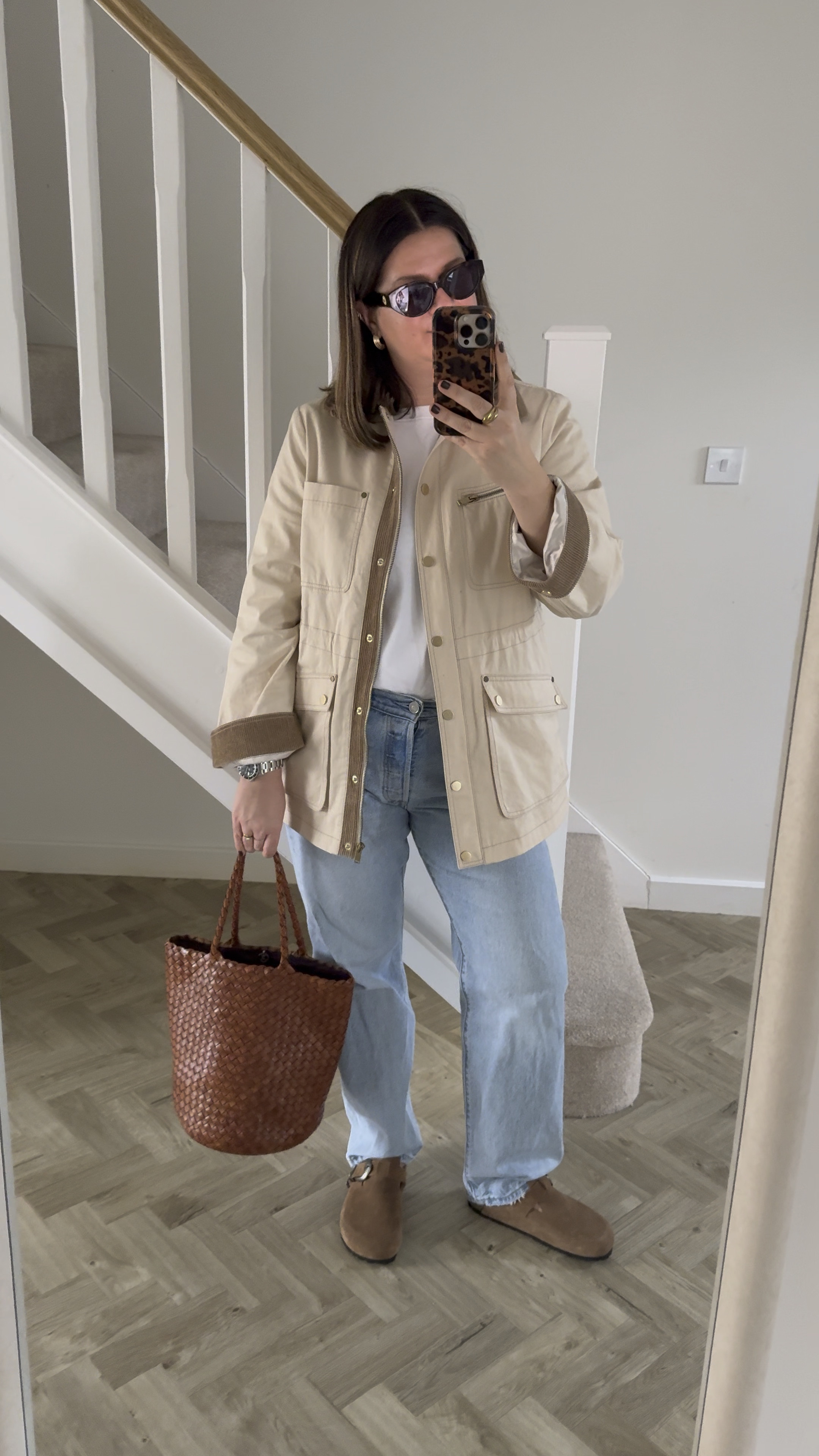 The throw-over barn jacket - spring’s unexpected hero cover-up. Styled this one with a simple Levi’s and white tee combo. The suede clogs tie in the contrasting cord cuffs and trim of the jacket (and are really comfy!) Finished with my absolute favourite tan woven leather bag. 

#LTKuk #LTKspring #LTKeurope