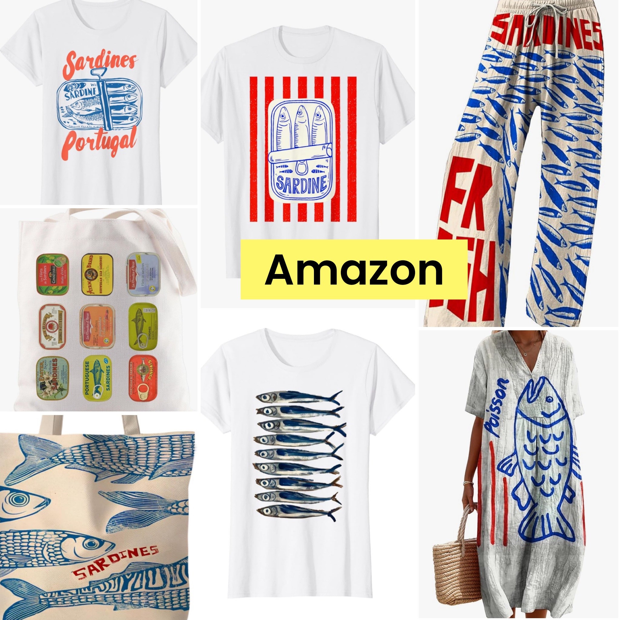 Amazon! 
Loving all the sardines this year! 
Sardine totes, tees! 
Vacation, summer trends 

#LTKFindsUnder100 #LTKSeasonal