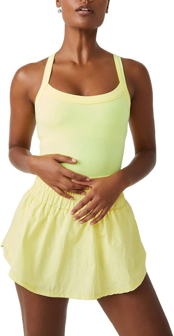 KAMOEUR The Way Home Skortsie Tennis Dress with Shorts Underneath, Sleeveless Workout Athletic Dr... | Amazon (US)