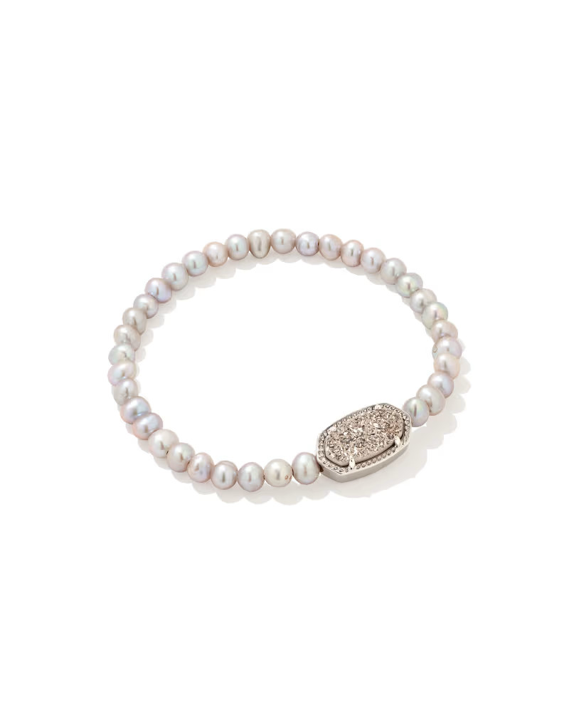 Beaded Elaina Silver Stretch Bracelet in Gray Mix | Kendra Scott