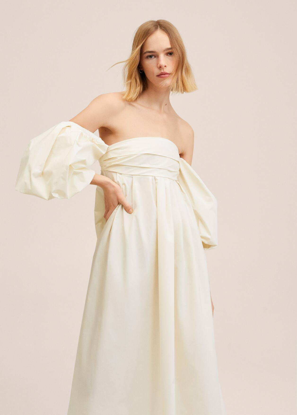 Puffed sleeves cotton dress | MANGO (US)