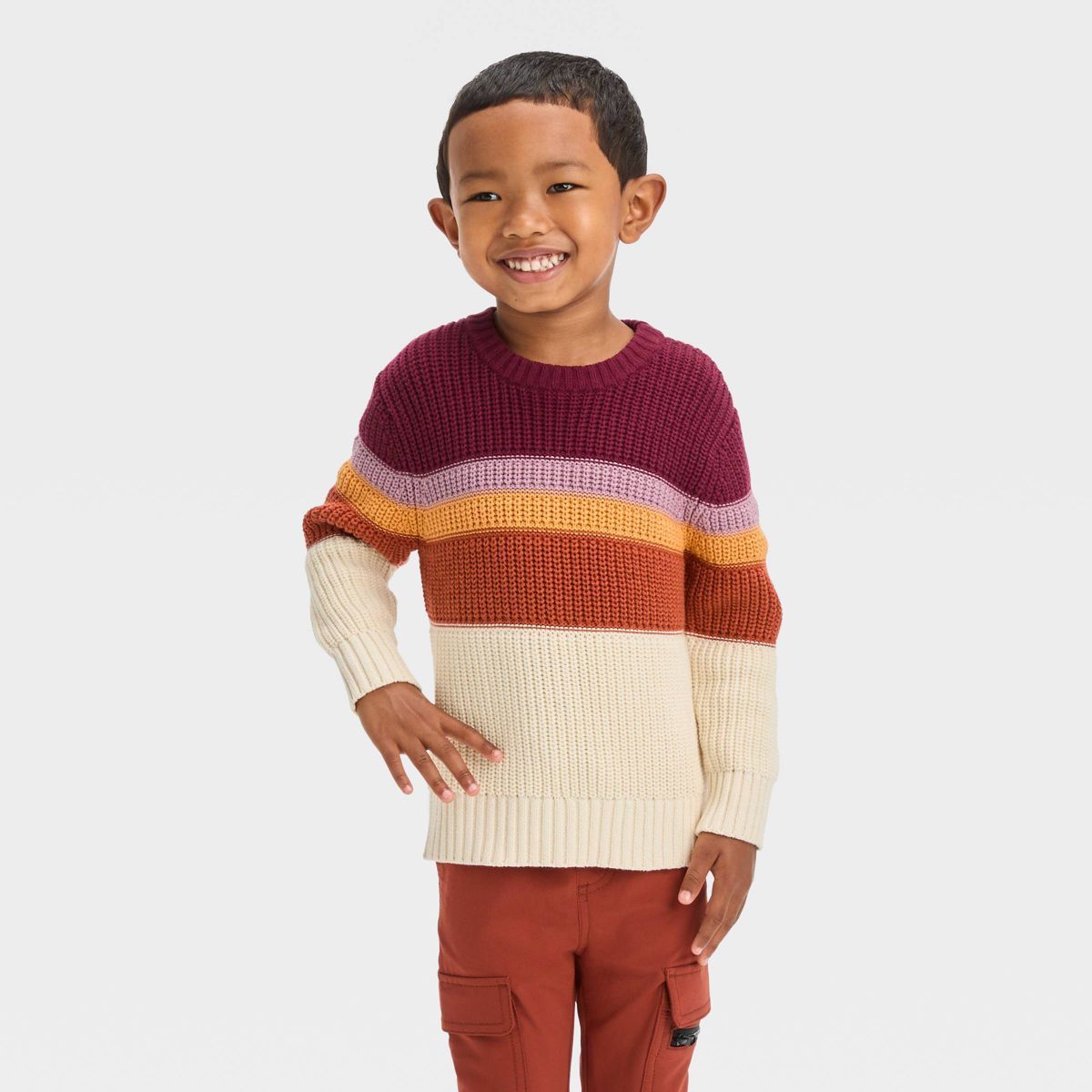Toddler Boys' Colorblock Sweater - Cat & Jack™ Burgundy 2T | Target