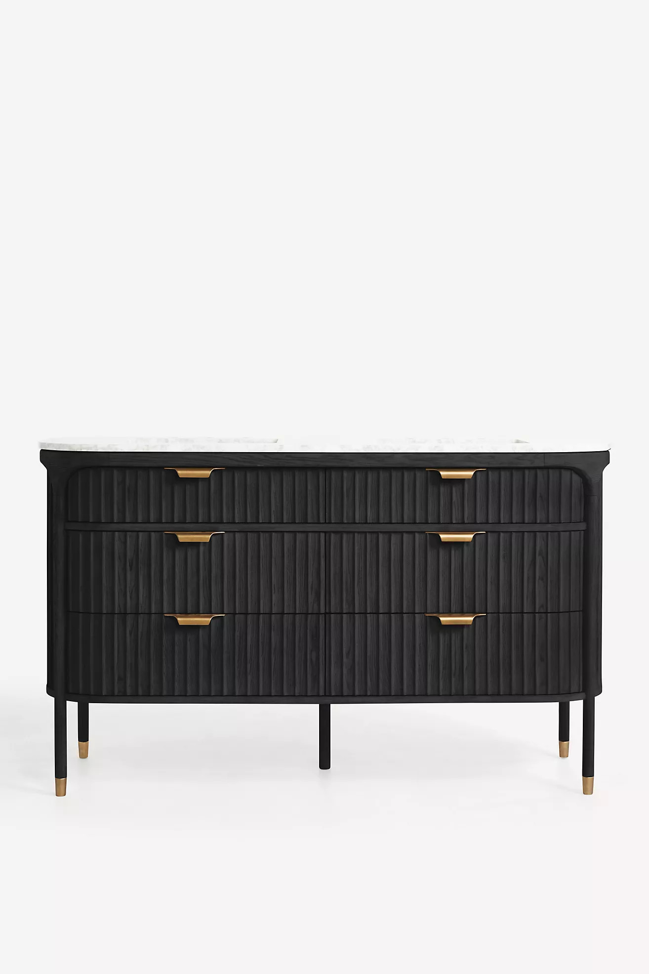 Isla Marble-Top Fluted Double Bathroom Vanity | Anthropologie (US)