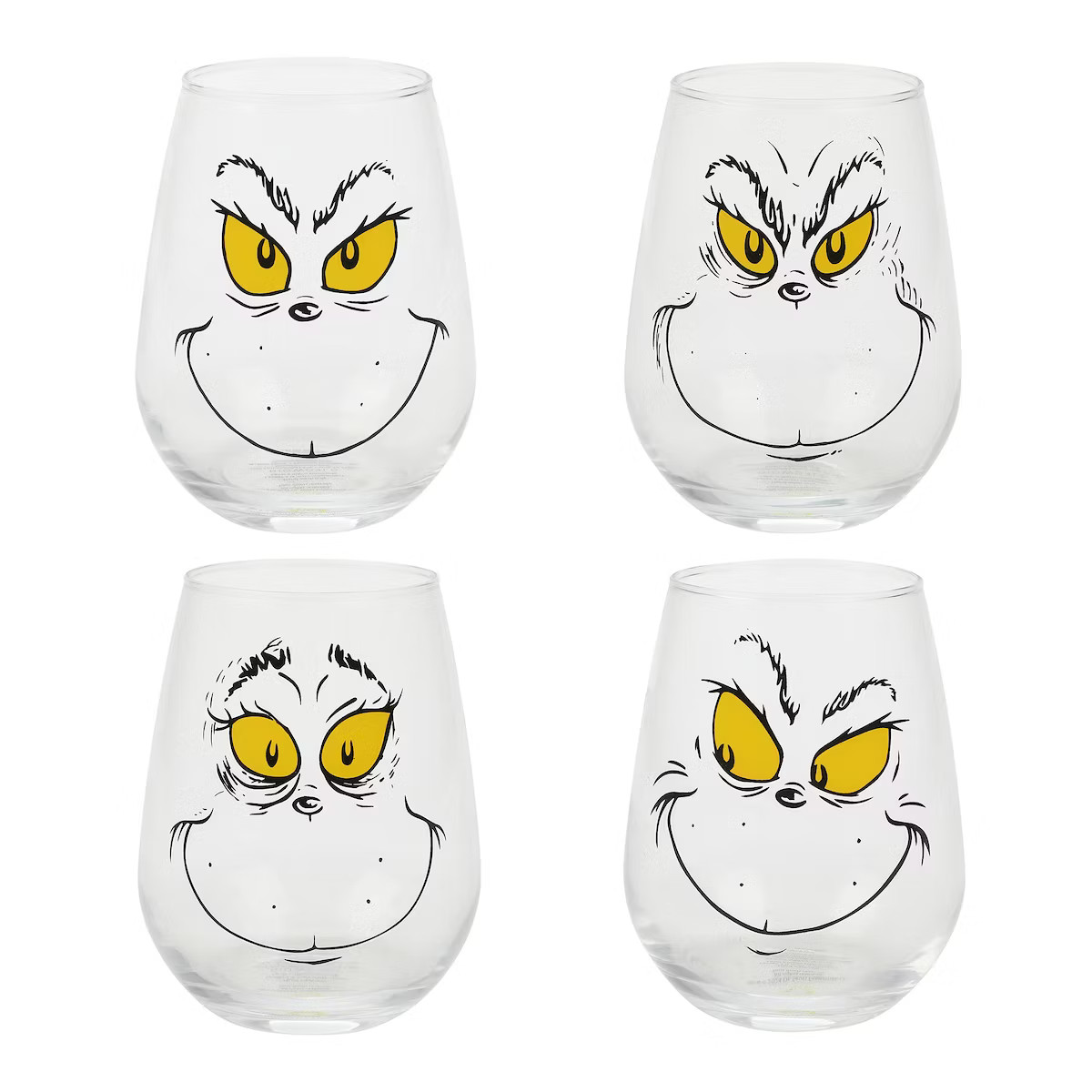 The Grinch Facial Expression 4-Pack 18 Oz Glass Set | Target