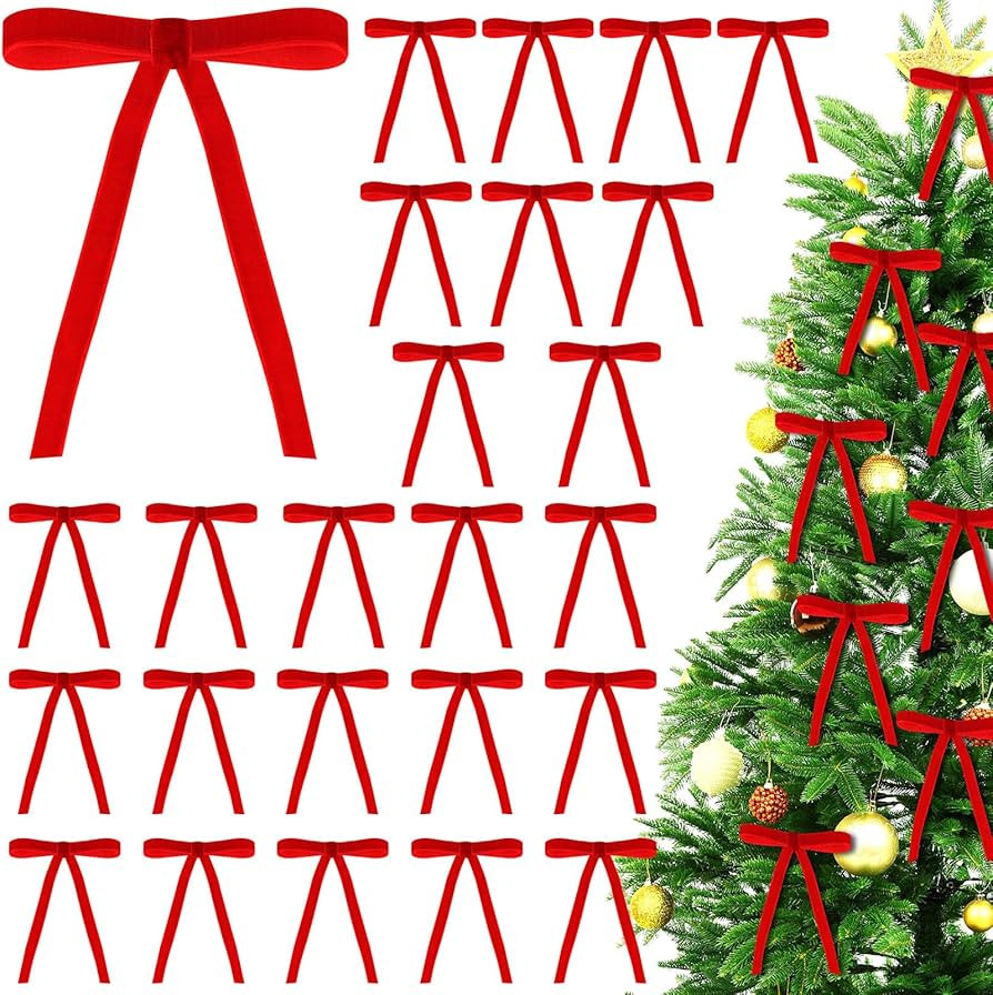 Velvet Christmas Bow 3/8 Inch Rustic Crafts Gift Bows Vintage Velvet Ribbon Wreath Bows for Chris... | Amazon (US)