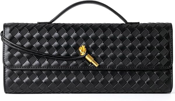 Woven Clutch Purses for Women, Faux Leather Evening Bag with Adjustable Shoulder Strap, Formal We... | Amazon (CA)