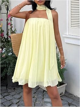 GORGLITTER Women's Strapless Scarf Mini Dress Wedding Babydoll Dress | Amazon (US)