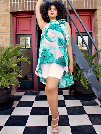 hi-lo bow-accent halter blouse - 7th avenue | New York & Company