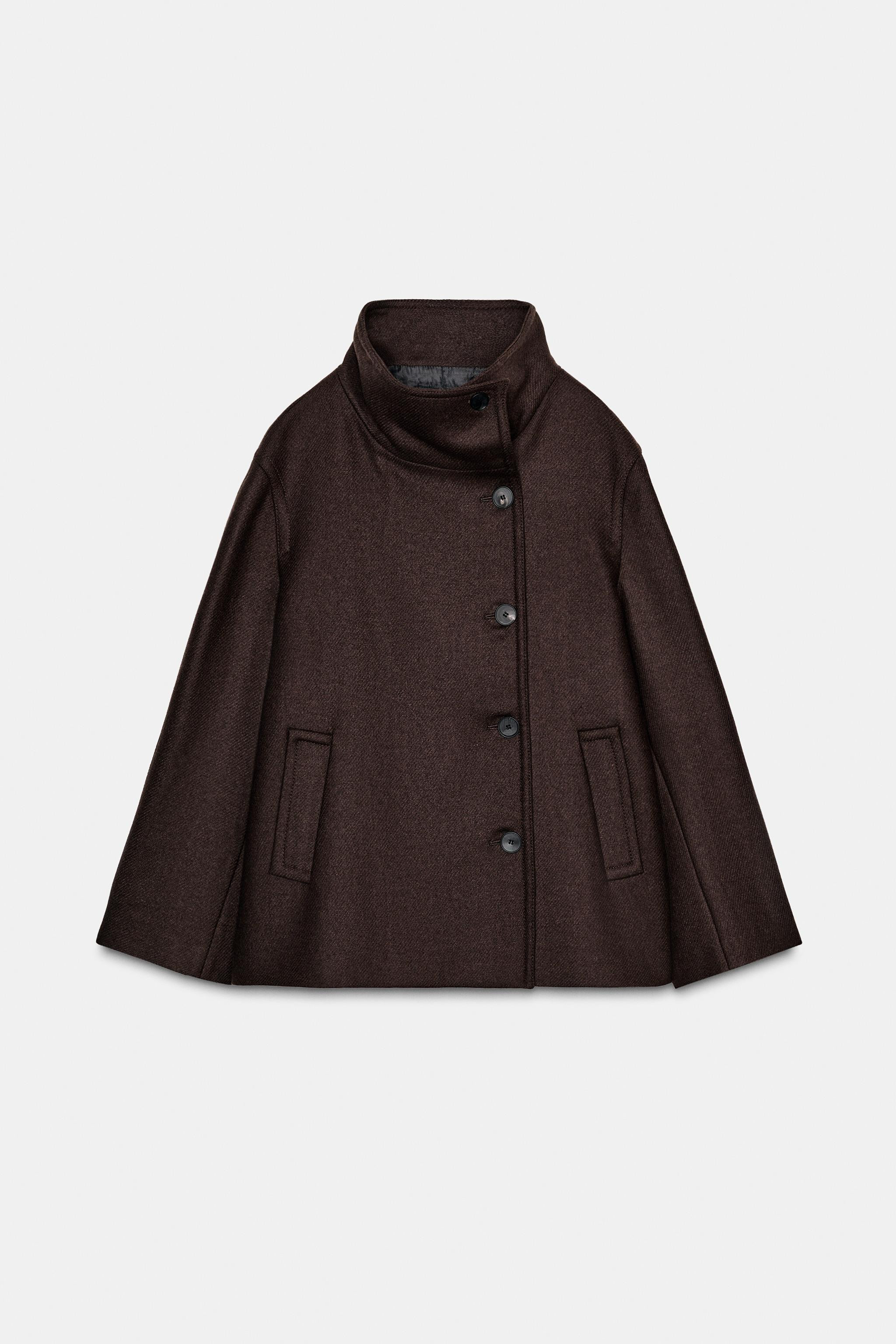 HIGH NECK WOOL BLEND SHORT COAT | Zara US