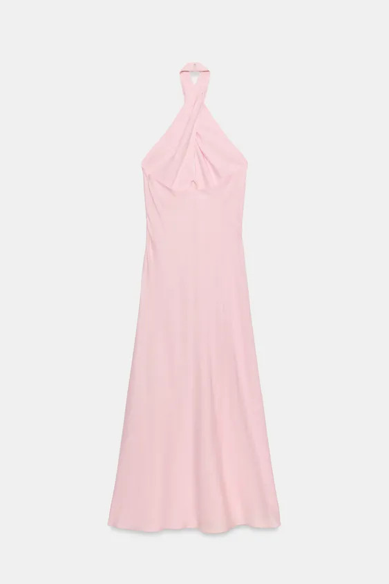 LINEN HALTER MIDI DRESS | Zara US