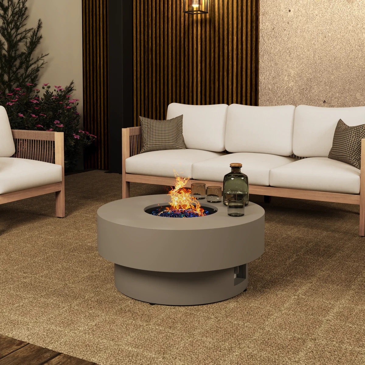 Outdoor Round Steel Fire Pit Table | Wayfair North America