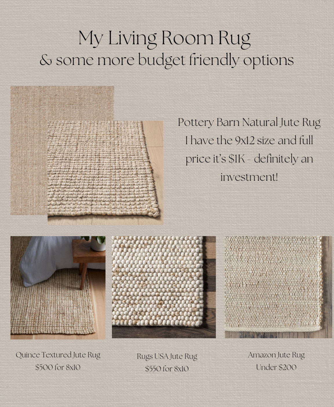 My Living Room Rug + More Affordable Dupes

#potterybarn
#quince
#onequince
#rugsusa
#amazonfinds
