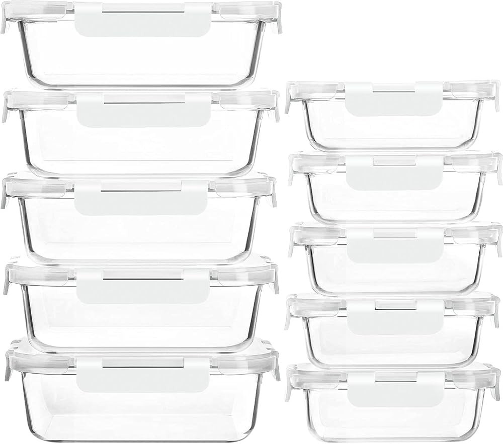 [10-Pack]Glass Meal Prep Containers with Lids, MCIRCO Glass Food Storage Containers with Snap Loc... | Amazon (US)