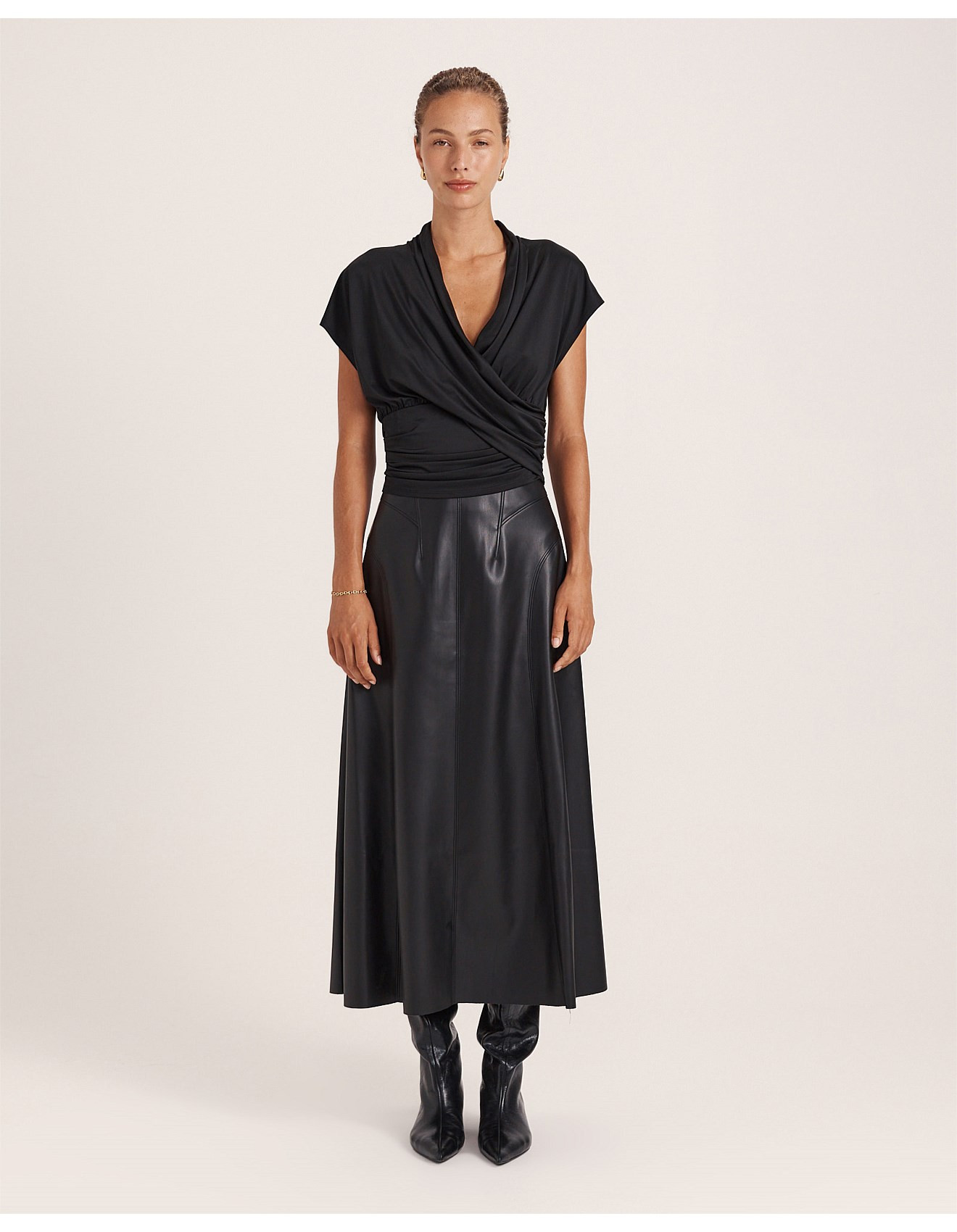VIV FAUX LEATHER FLARED SKIRT | David Jones (Australia & New Zealand)