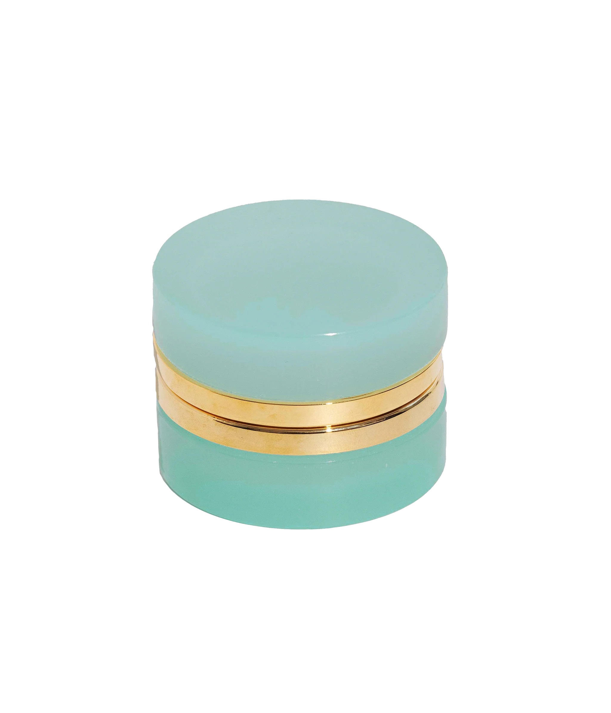 Small Round Aqua Opaline Glass Box | Loren Hope Designs