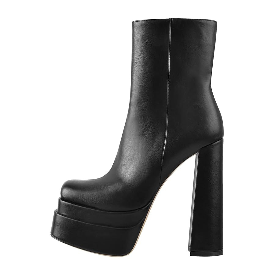 richealnini Sexy Double Platform Ankle Boots with Block Heels and Zippers Super High Heels Party ... | Amazon (US)