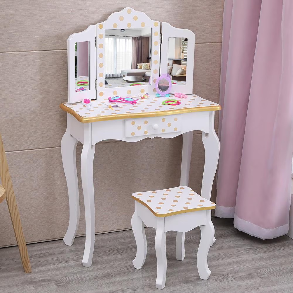 Wooden Kids Vanity & Stool