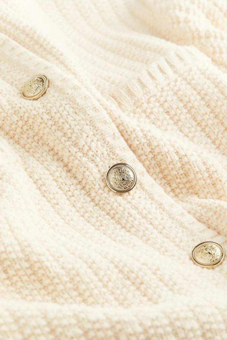 Short Textured-knit Cardigan - Cream - Ladies | H&M US | H&M (US + CA)