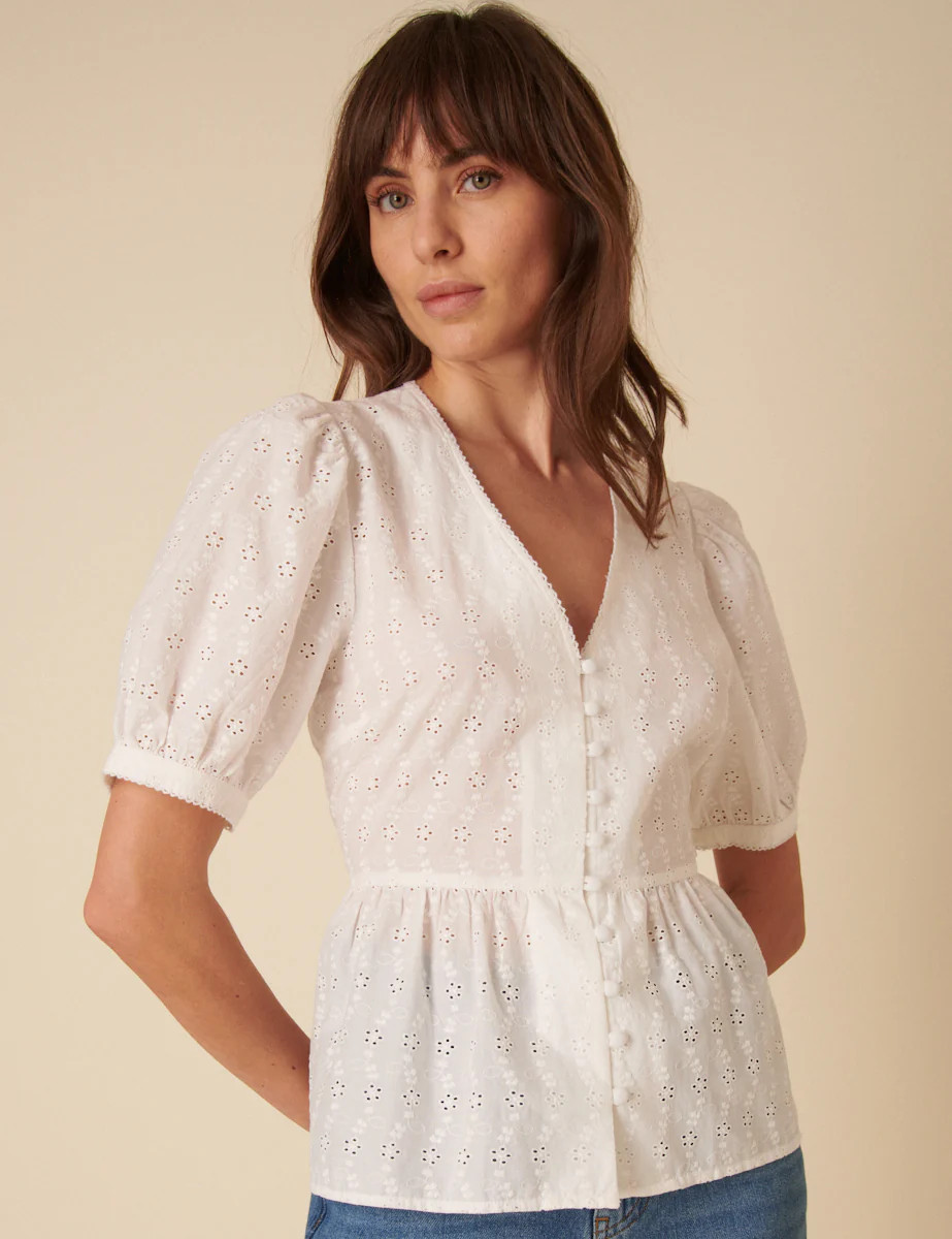 White Broderie Anglaise Ria Blouse | Nobody's Child
