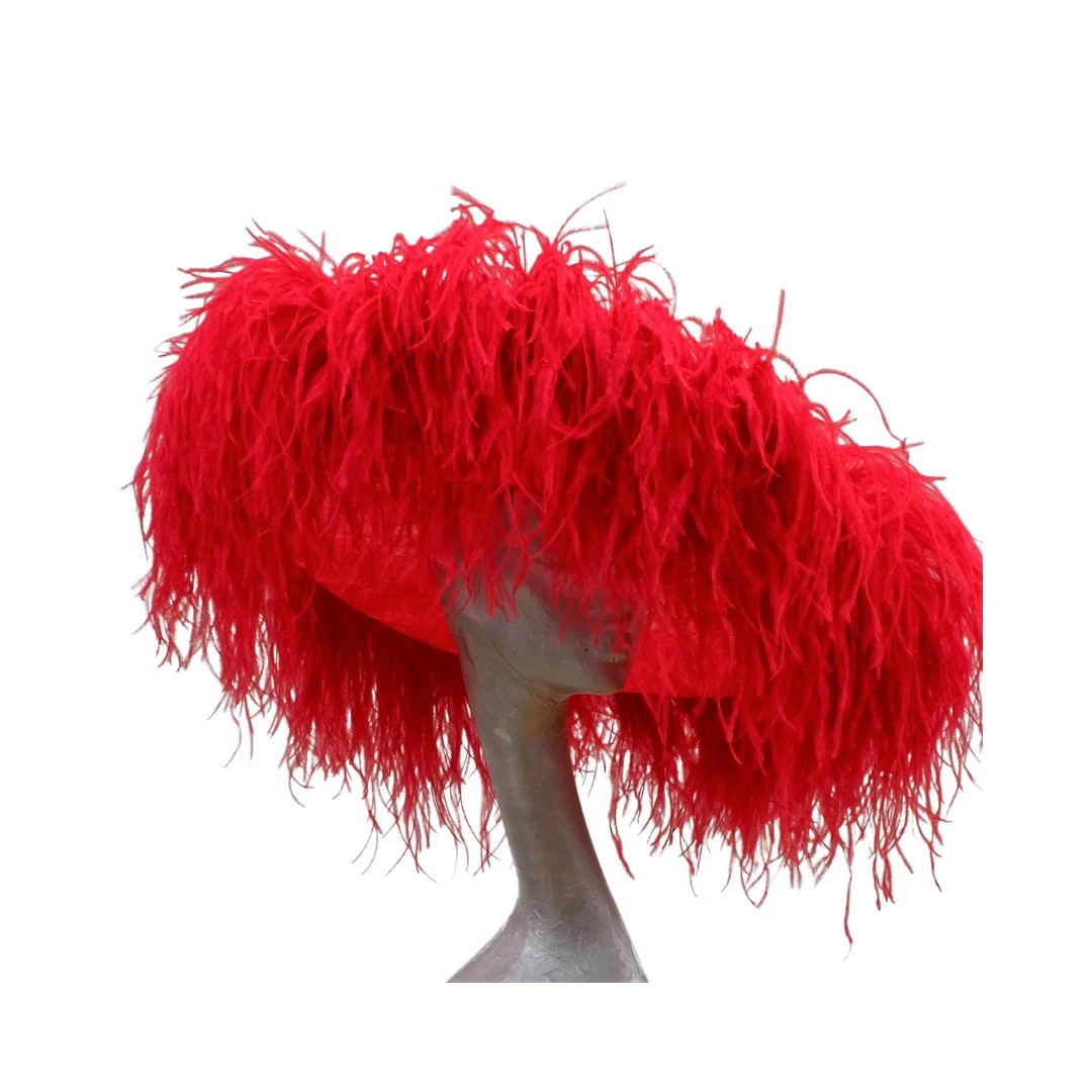 Emma - Extra Large Hat With Ostrich Feather Boa in Two Tone Red by Hats2go - Etsy UK | Etsy (US)
