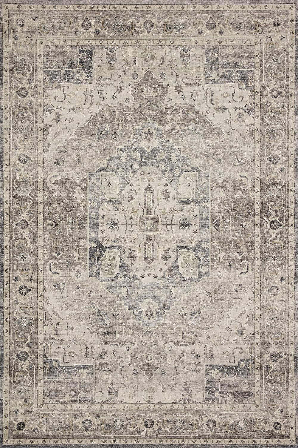 LOLOI Hathaway Collection HTH-05 Steel / Ivory, Traditional Area Rug, 9'-0 inch x 12'-0. | Amazon (US)