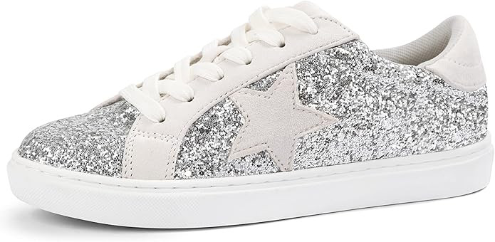 PARTY Women's Fashion Star Sneaker Lace Up Low Top Comfortable Cushioned Walking Shoes | Amazon (US)