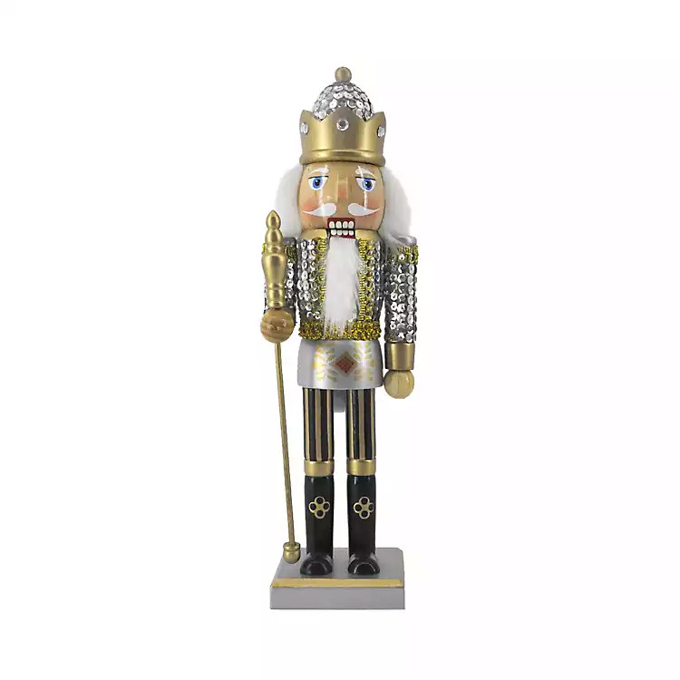 Silver and Gold Sequin Soldier Nutcracker | Kirkland's Home