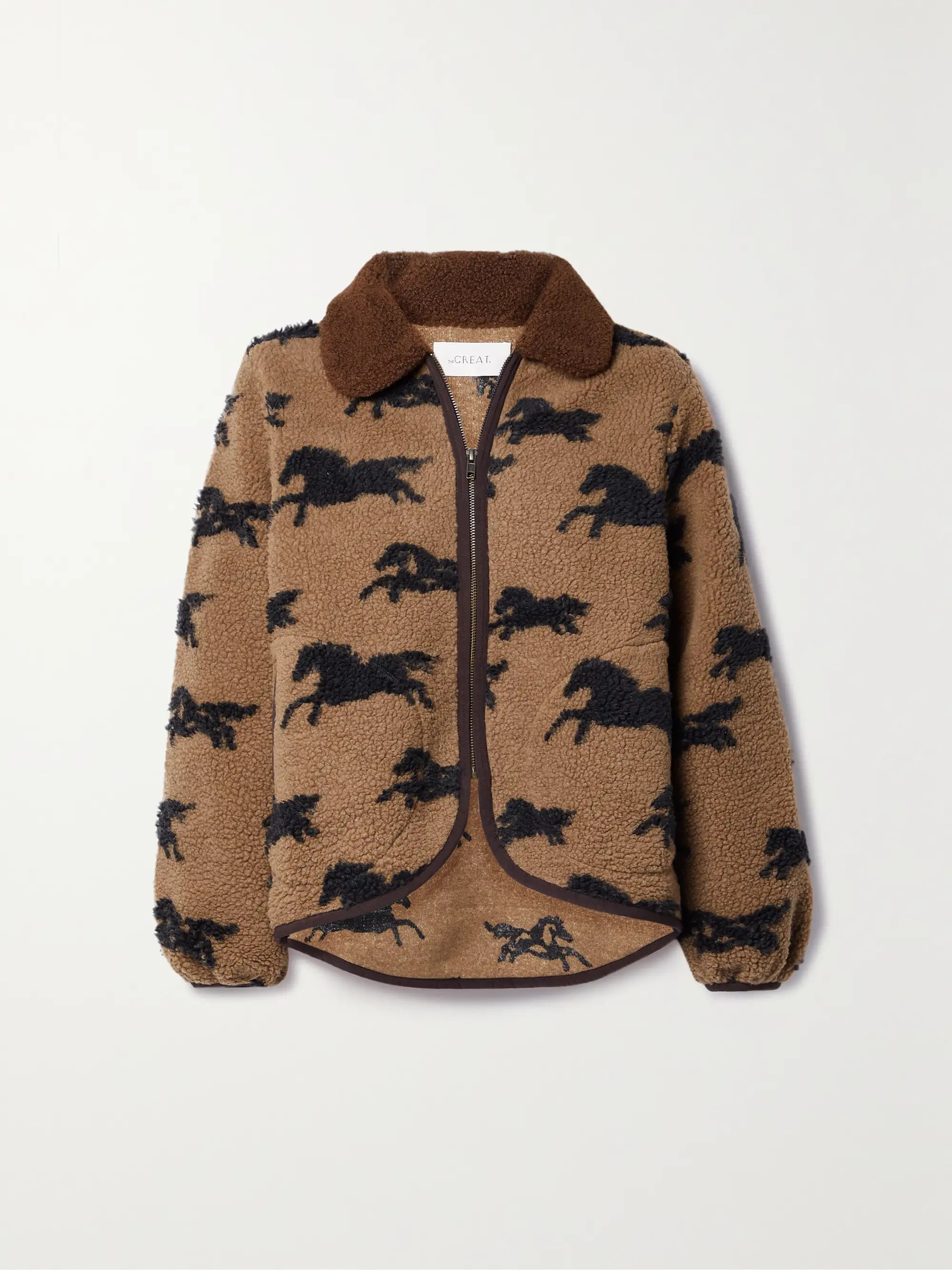 THE GREAT. The Pasture printed fleece jacket | NET-A-PORTER | NET-A-PORTER (US)