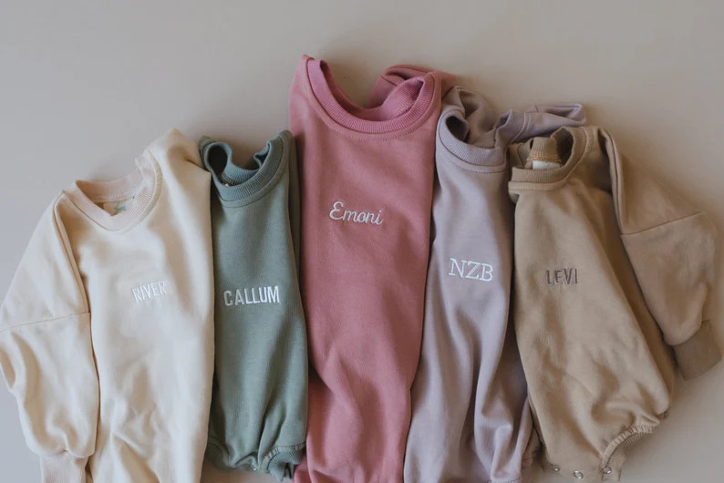 Embroidered Oversized Sweatshirt Romper  Personalized - Etsy | Etsy (US)